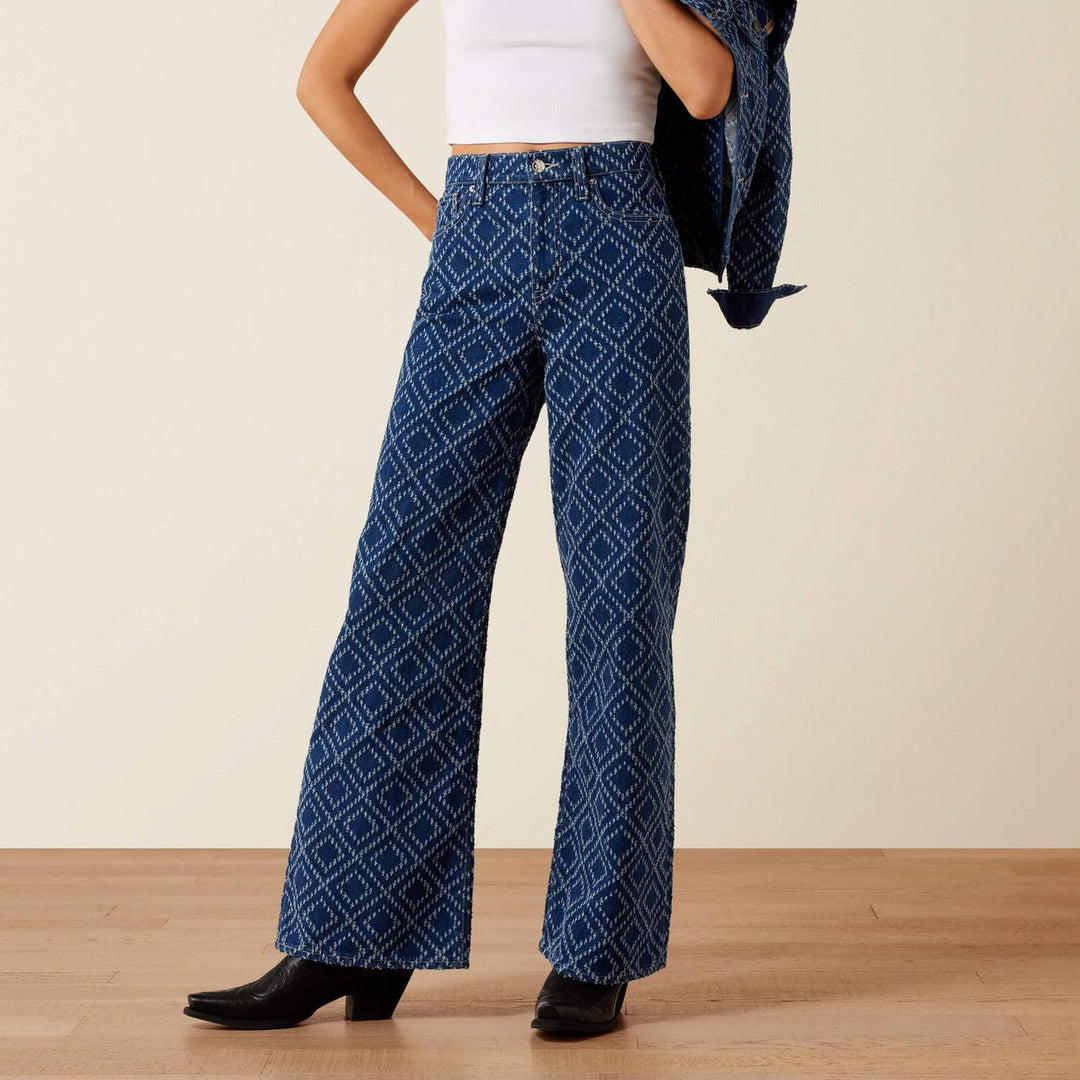 Ariat Ladies High Rise Jazmine Wide Jean Ndl Pnch