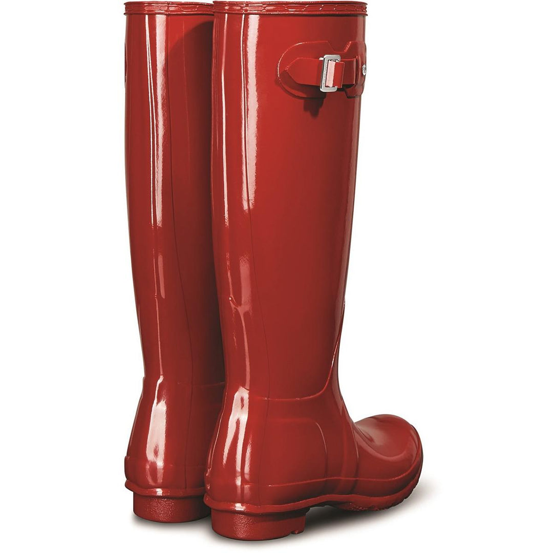 Hunter Original Tall Gloss Wellington Boots Military Red - Waterproof, Textile lining