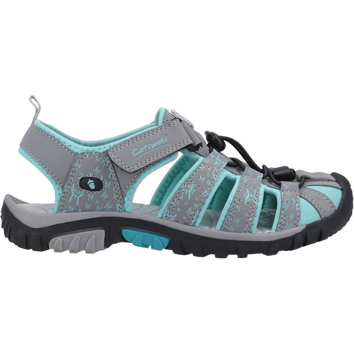 Cotswold Sandhurst Touch Fastening Sandal Grey/Aqua