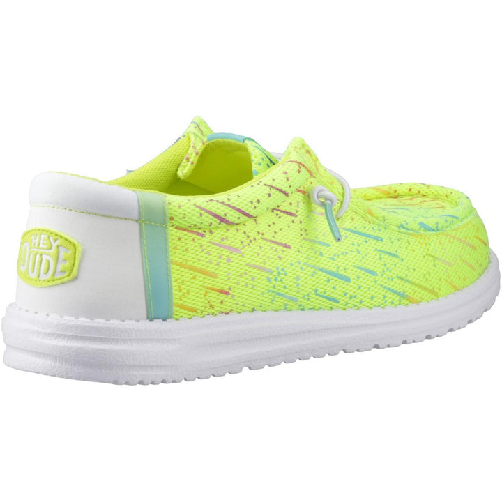 HEYDUDE Wally Party Mesh Shoes Lime Punch/White