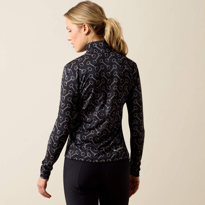 Ariat Ladies Lunaveil 1/2 Zip Long Sleeve Base Layer Blk Frnhprt – view 2