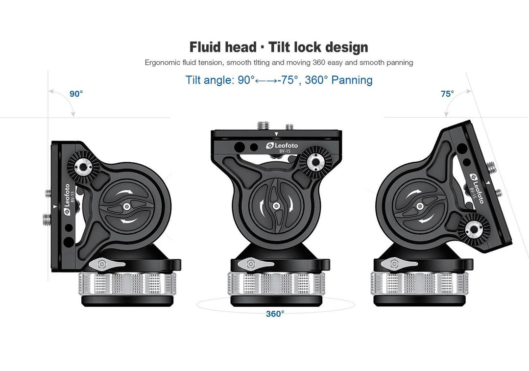 Leofoto BV-15 Fluid Video Head with Pan Handle - Arca Clamp