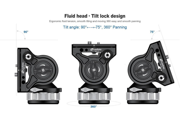 Leofoto BV-15 Fluid Video Head with Pan Handle - Arca Clamp