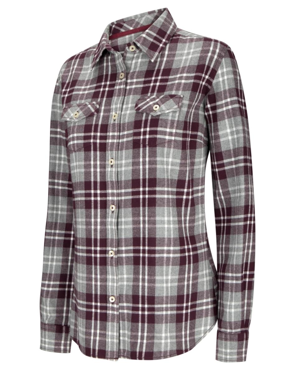 Hoggs of Fife Eilidh Ladies Flannel Shirt Merlot Marl