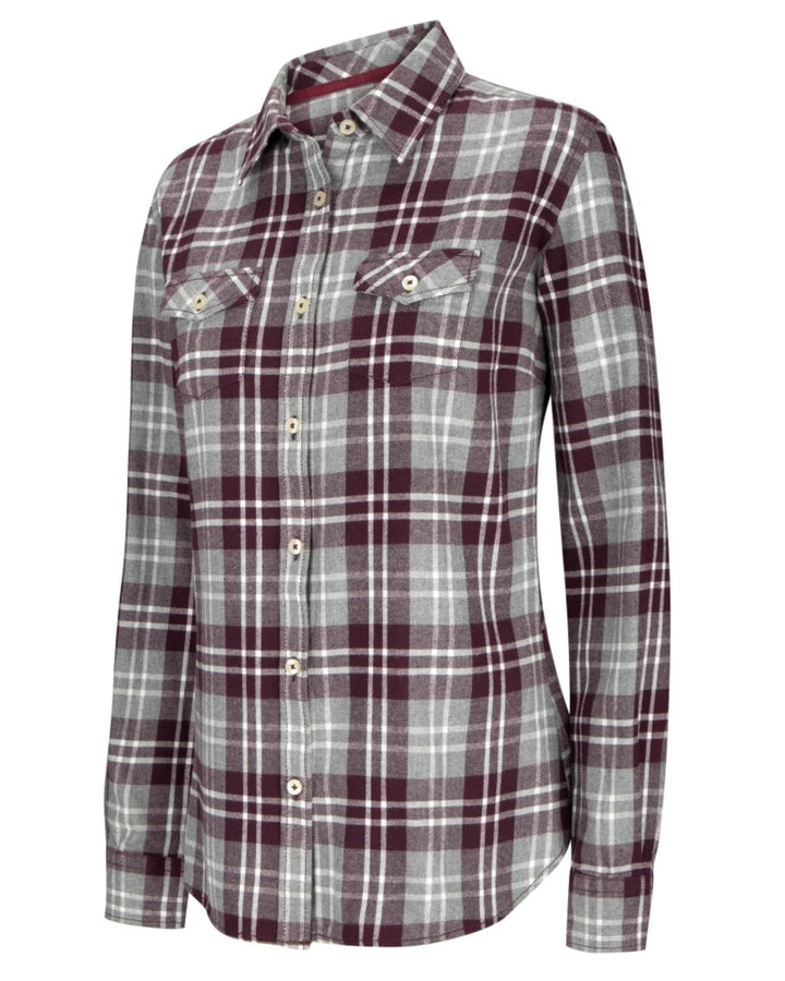 Hoggs of Fife Eilidh Ladies Flannel Shirt Merlot Marl