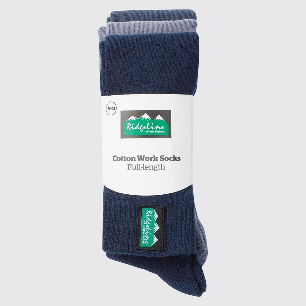 Ridgeline Cotton Work Socks Full Length - Olive Multi – view 2