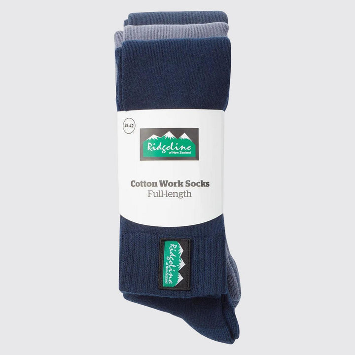 Ridgeline Cotton Work Socks Full Length - Olive Multi
