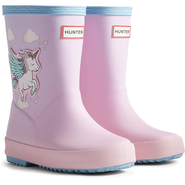Hunter Kids First Unicorn Print Boot Blue Frost/ Parfait