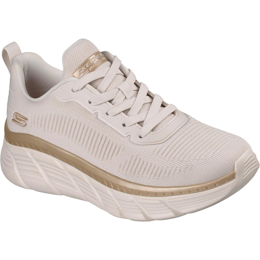 Bobs B Flex Hi Flying Trainers White/Gold Engineered Knit