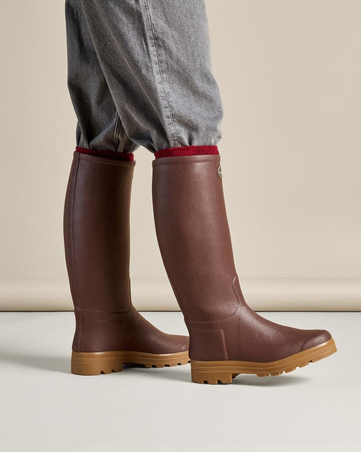 Le Chameau Men's Saint-Hubert Leather Lined Wellington Boot - Brown