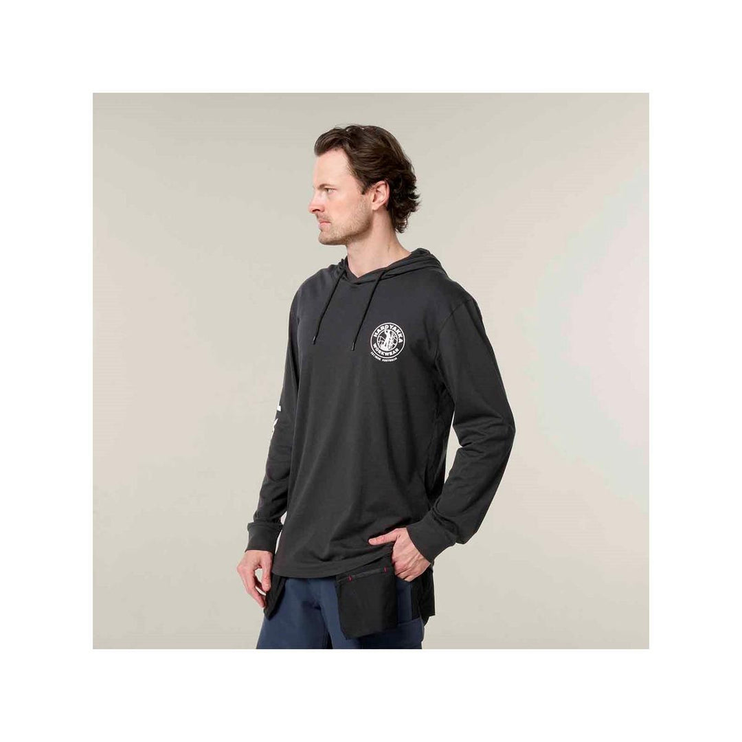Hard Yakka Hooded Long Sleeve Tee Charcoal