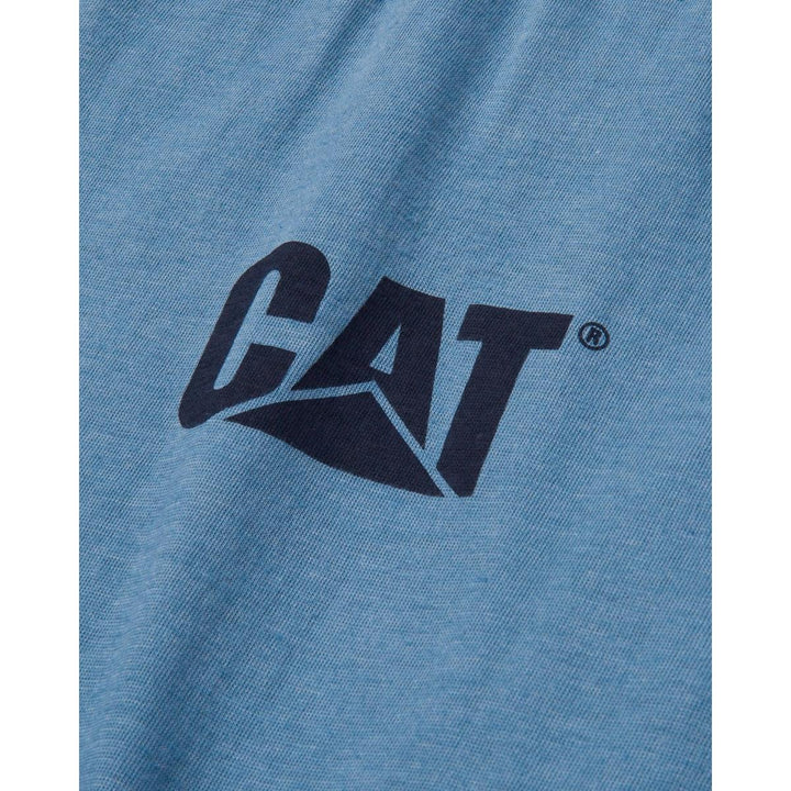 Caterpillar Trademark Banner Long Sleeve T-Shirt Teal - Tagless back neck for comfort, Logo print on right and left chest
