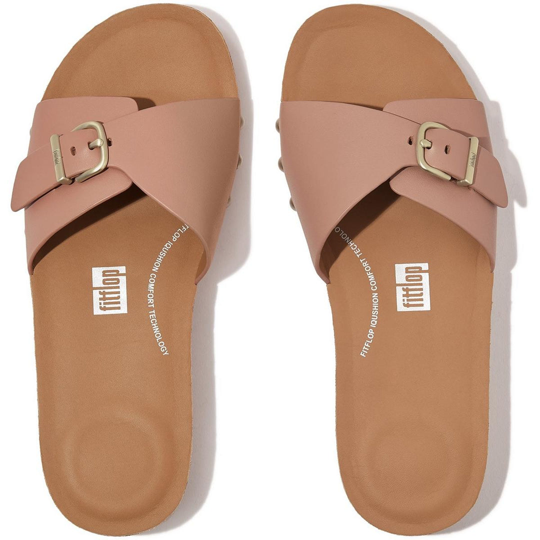 Fitflop iQushion Adjustable Buckle Slides Beige Buff