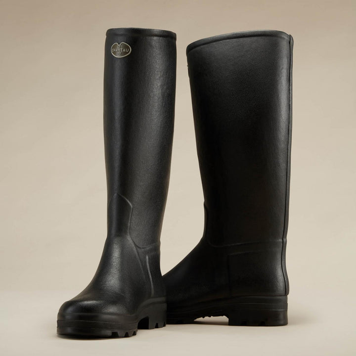 Le Chameau Men's Saint-Hubert Leather Lined Wellington Boot - Black