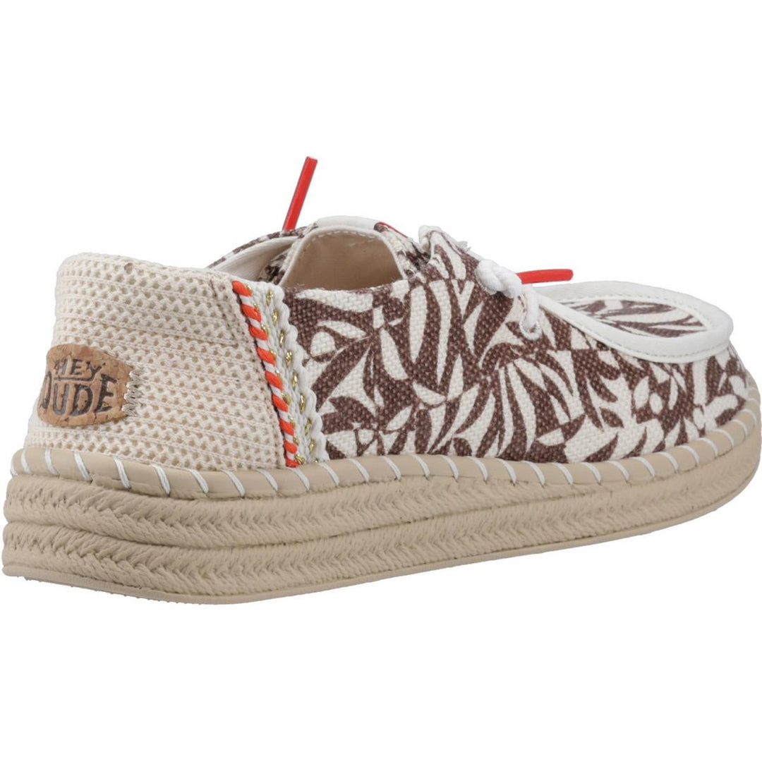 HEYDUDE Wendy Espadrille Retro Palm Shoes Downtown Brown/Egret