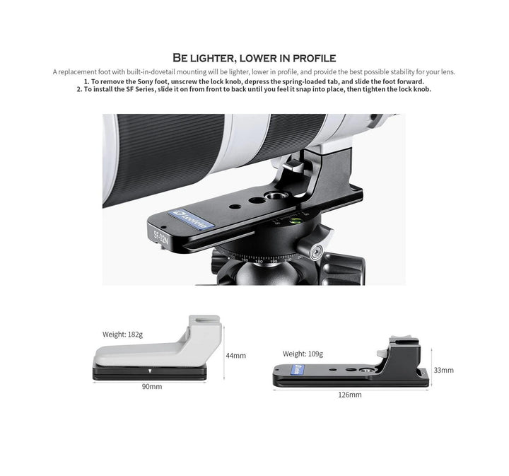 Leofoto SF-02N Arca-Swiss Lens Foot for Sony FE 200-600mm
