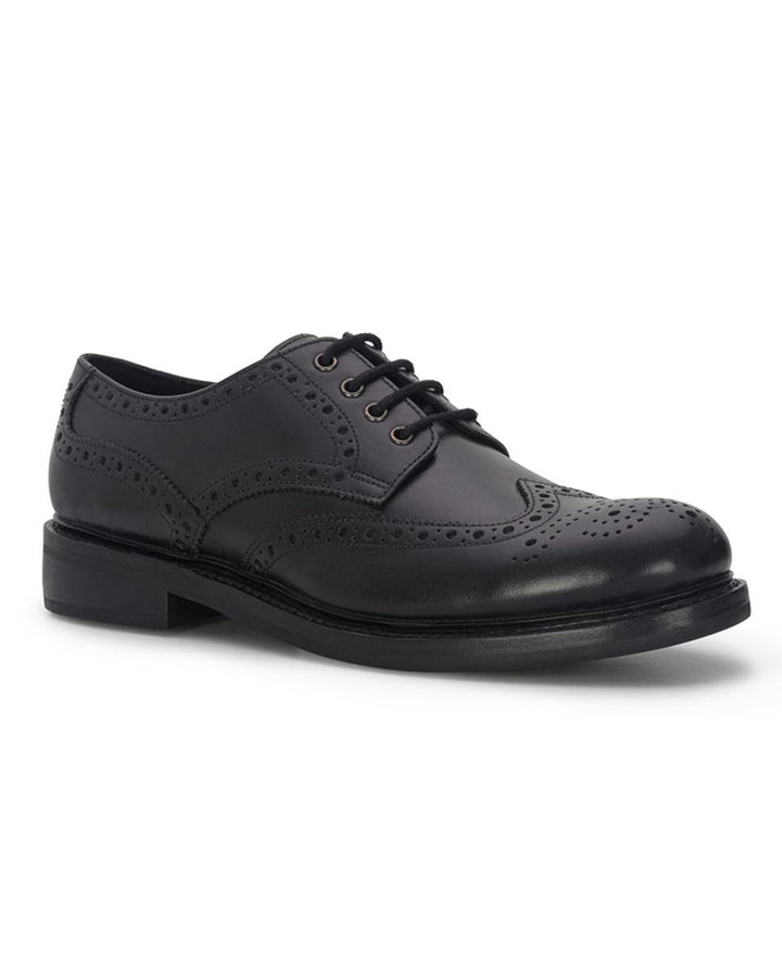 Hoggs of Fife Muirfield Brogue Shoe (Rubber Sole) - Black