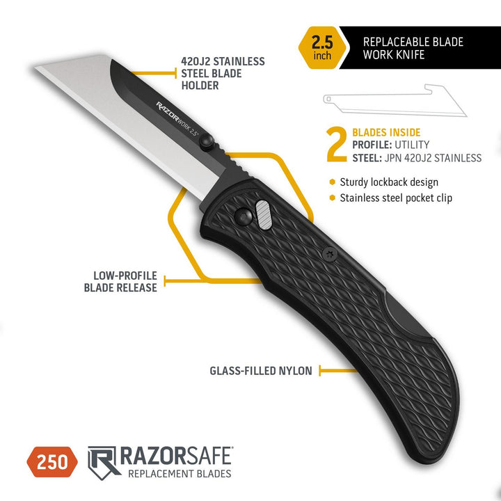 Outdoor Edge RazorWork 2.5in Replaceable Blade Folding Knife