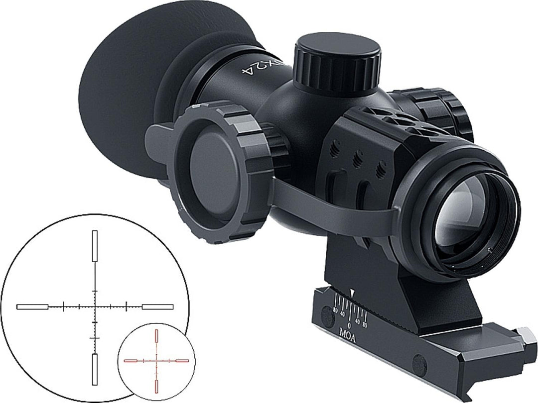 Immersive Optics 10x24 Prismatic Scope - MilDot w/MOA Adjustable Mounts design, Compact size
