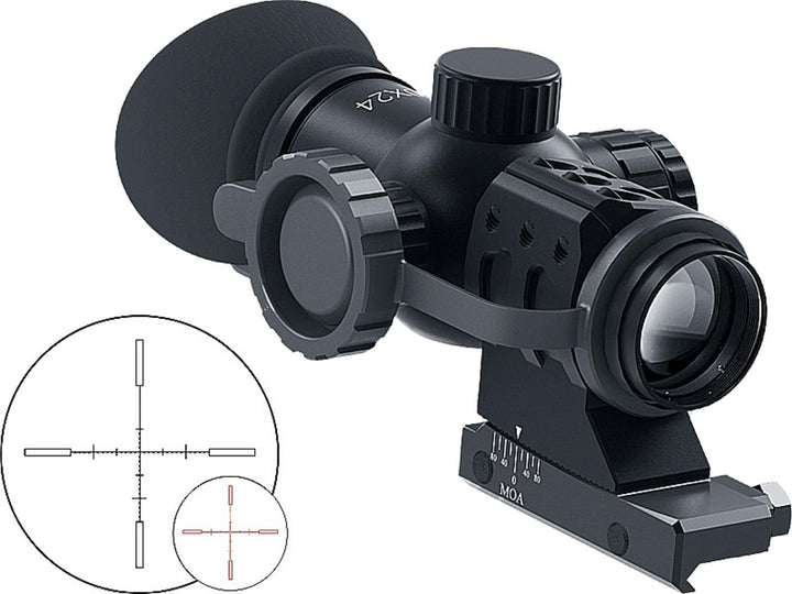 Immersive Optics 10x24 Prismatic Scope - MilDot w/MOA Adjustable Mounts design, Compact size