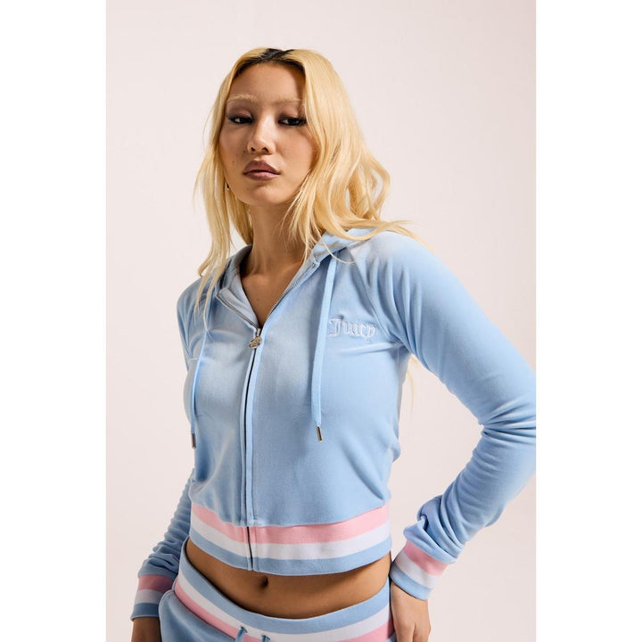 Juicy Couture VELOUR CROPPED STRIPE HOODIE Powder – view 3