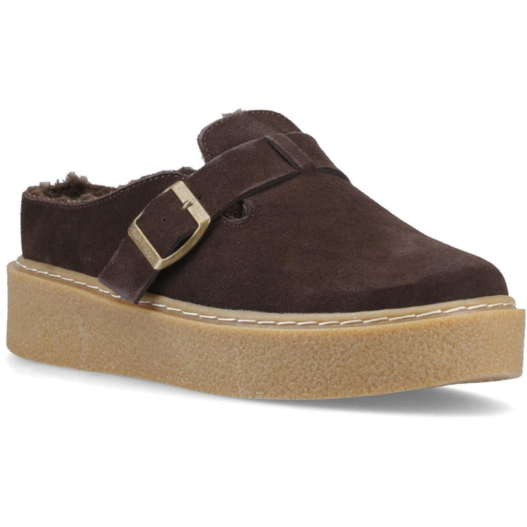 Hush Puppies Blanche Fur Mule Chocolate