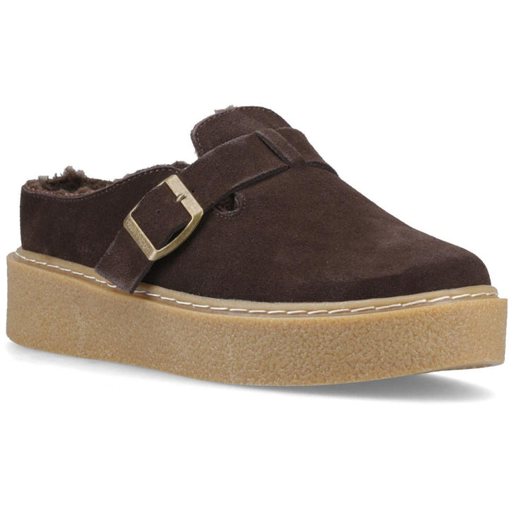 Hush Puppies Blanche Fur Mule Chocolate