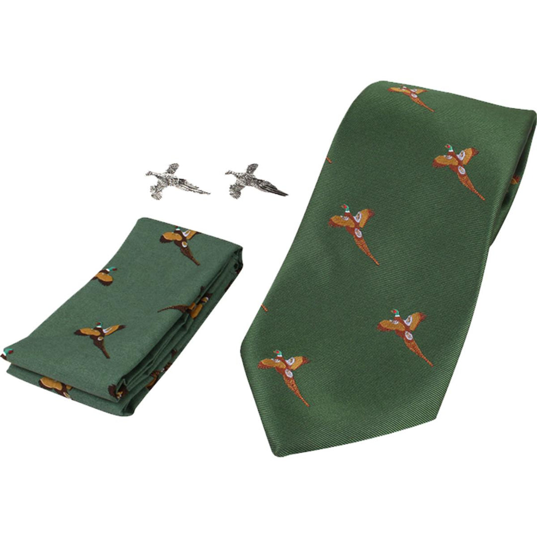 Jack Pyke Tie, Hanky and Cufflinks Gift Set - Pheasant Green