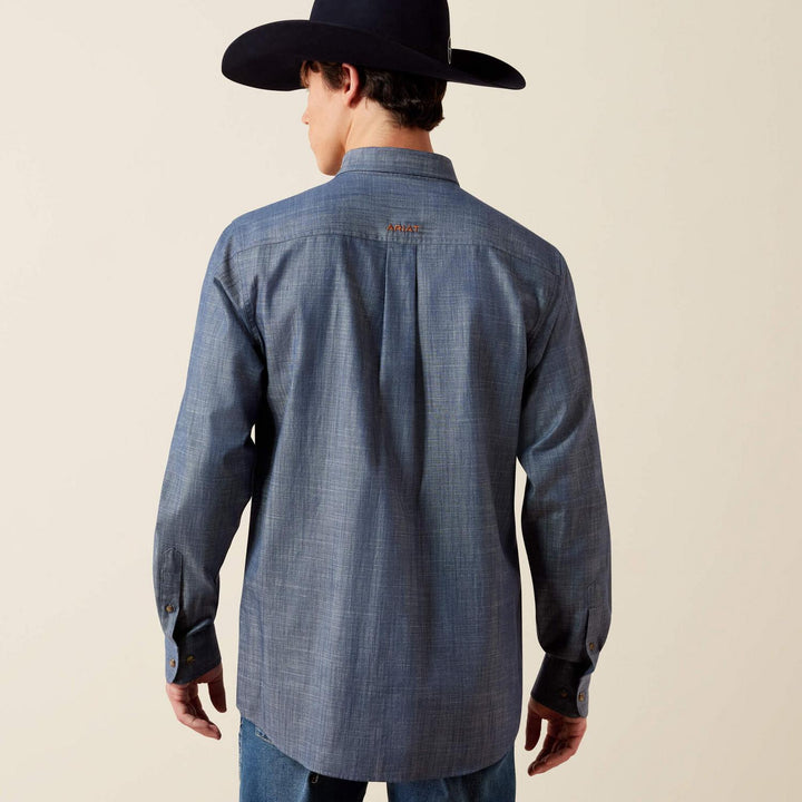 Ariat Mens Team Large Twill Fitted Long Sleeve Shirt Cmbl/sdbrn – view 2
