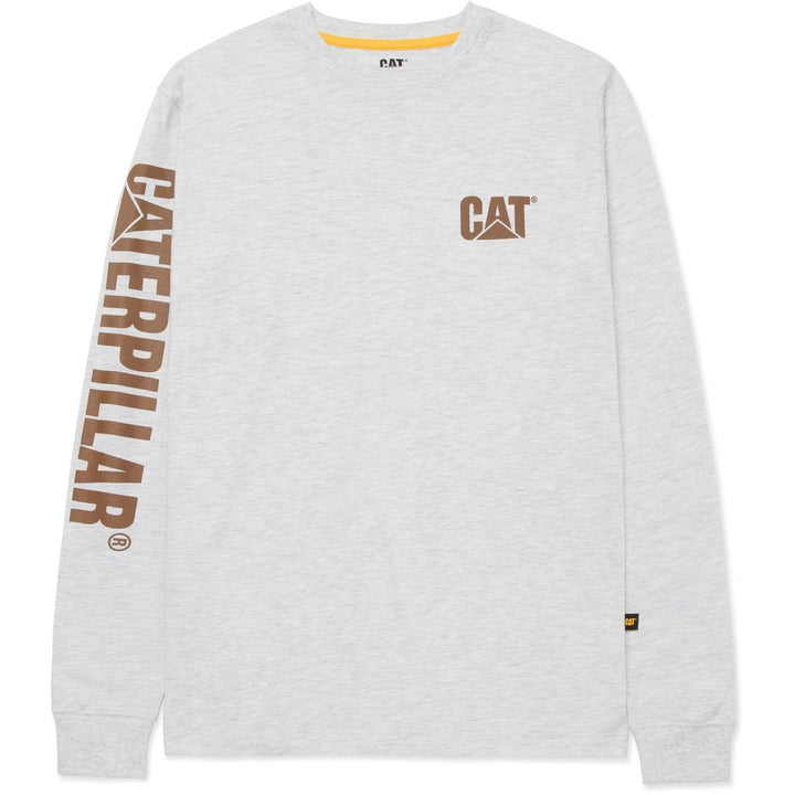 Caterpillar Trademark Banner Long Sleeve T-Shirt Cream Heath