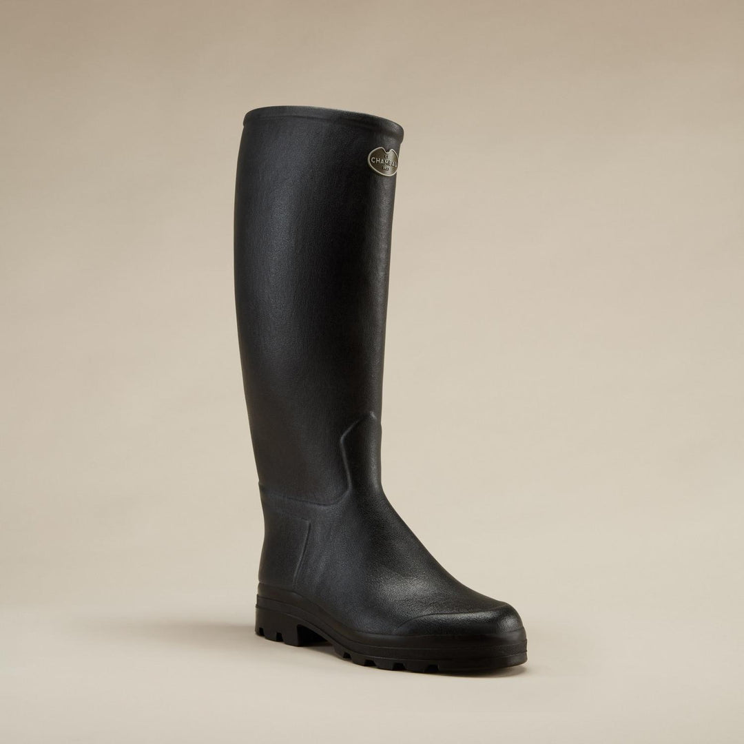 Le Chameau Men's Saint-Hubert Leather Lined Wellington Boot - Black
