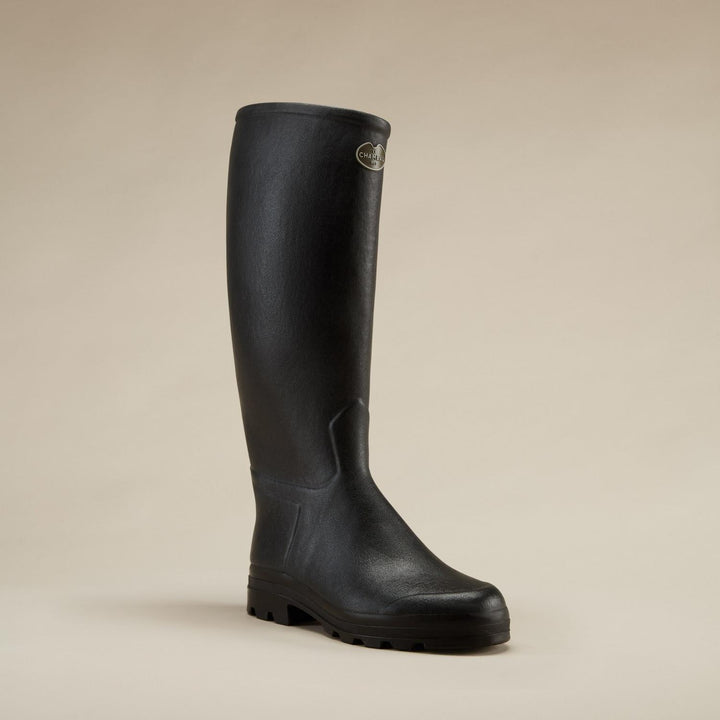 Le Chameau Men's Saint-Hubert Leather Lined Wellington Boot - Black