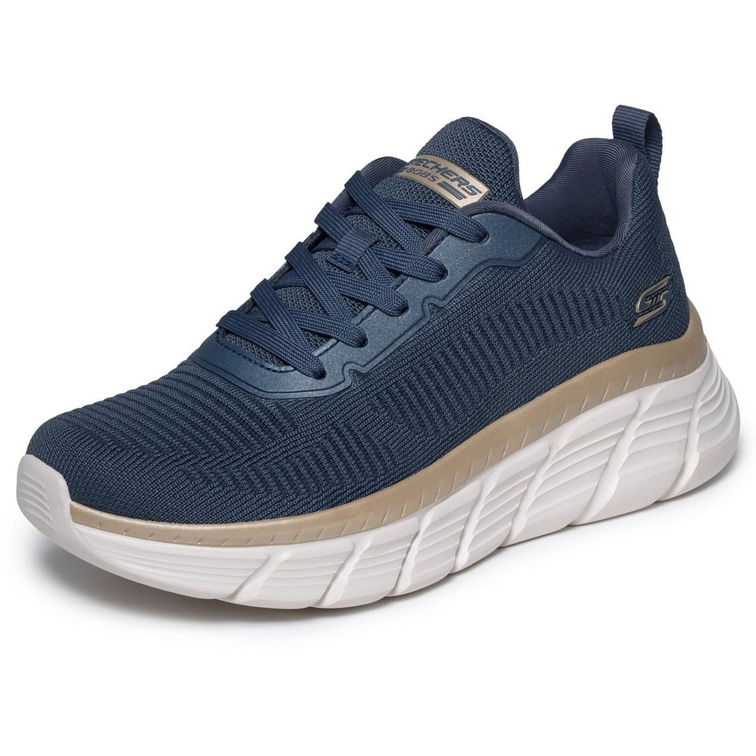 Bobs B Flex Hi Flying Trainers Navy/Gold Engineered Knit