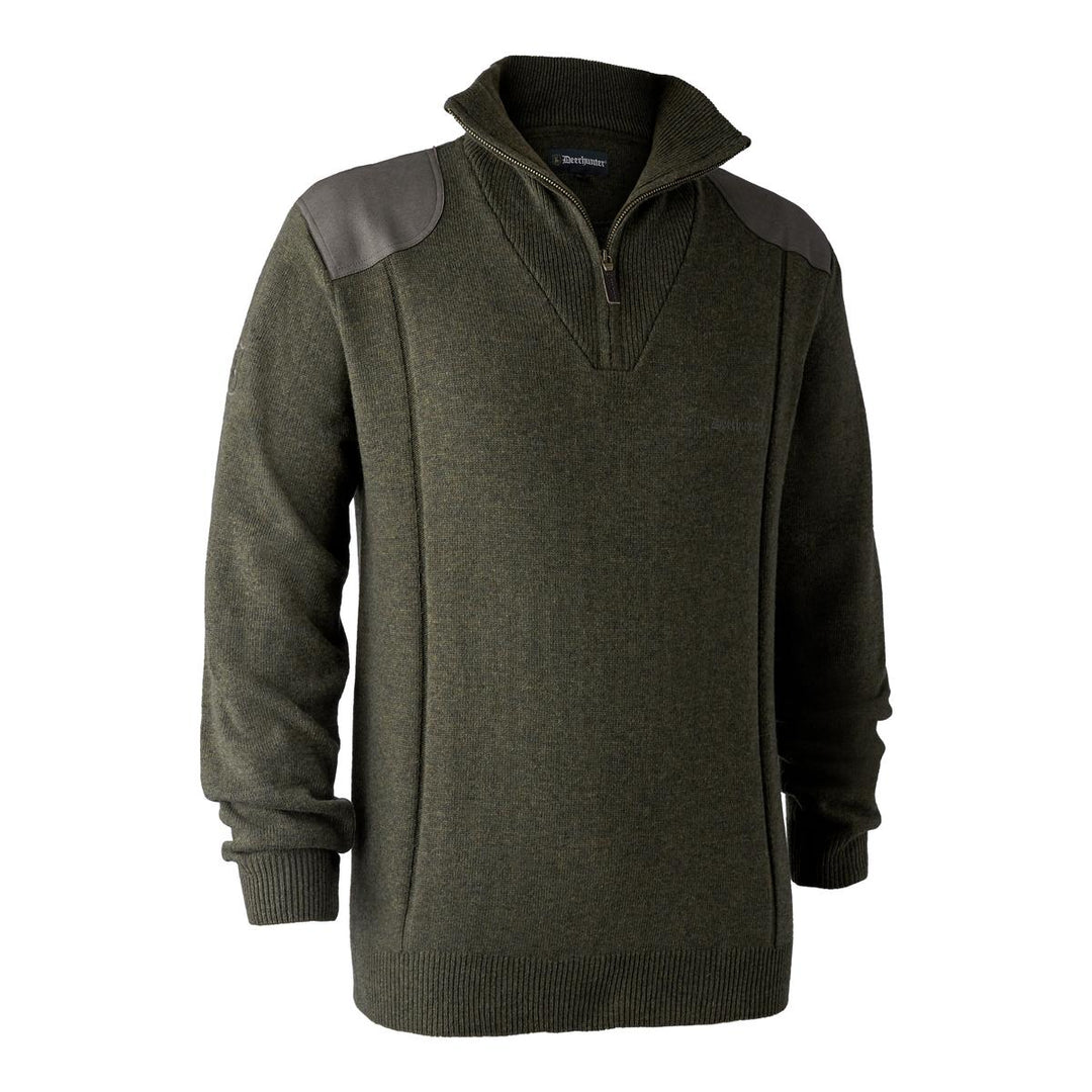 Deerhunter Sheffield Knit w. Zip-neck Green melange