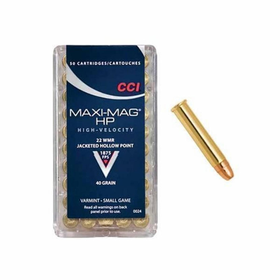 CCI Maxi-Mag .22 WMR 30gr Copper Hollow Point Ammo, 100 Rounds