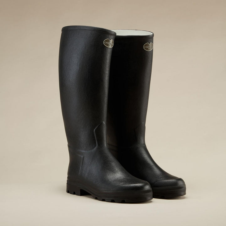 Le Chameau Men's Saint-Hubert Leather Lined Wellington Boot - Black