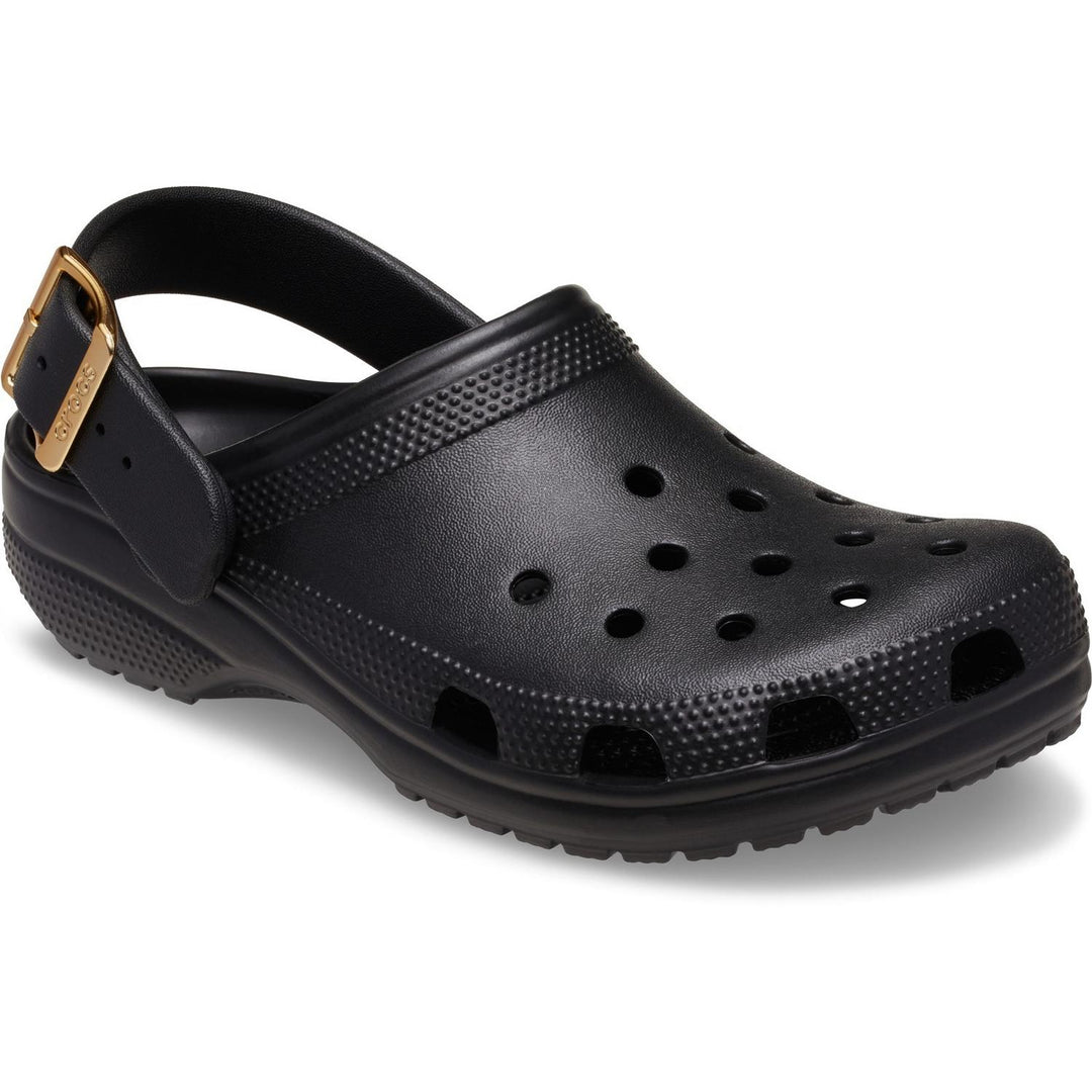 Classic Metallic Buckle Clog Black