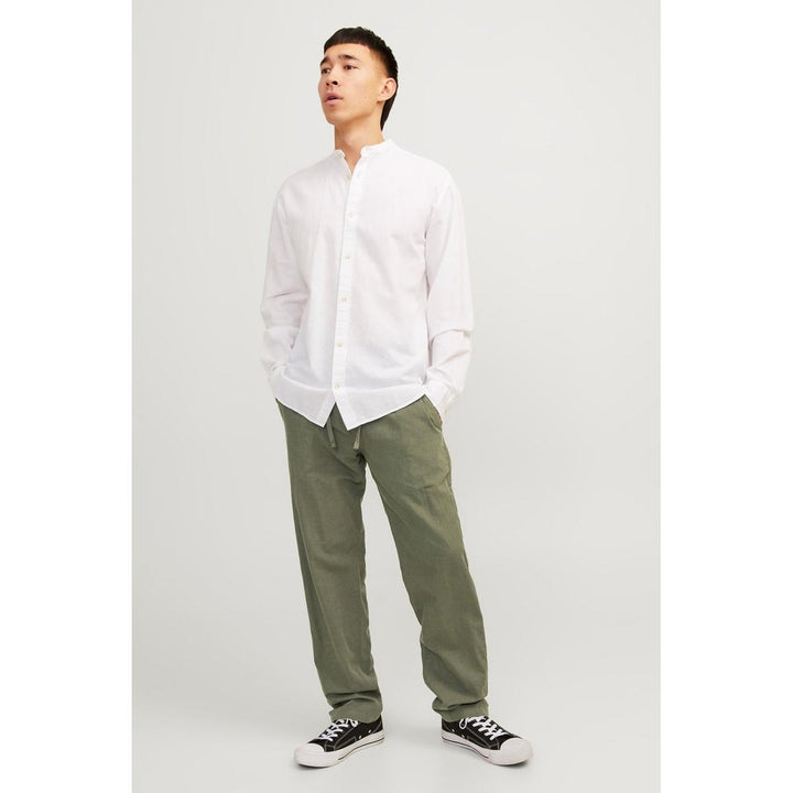 Jack & Jones Jack & Jones linen blend relaxed fit trousers in Olive Green Average Green