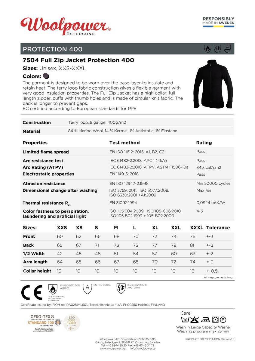 Woolpower Full Zip Jacket Protection 400