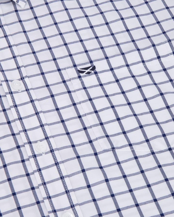 Hoggs of Fife Fernie Bamboo Shirt - Navy/White – view 3