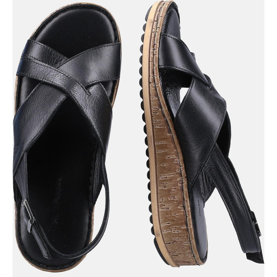 Hush Puppies Elena Cross Over Wedge Sandal Black