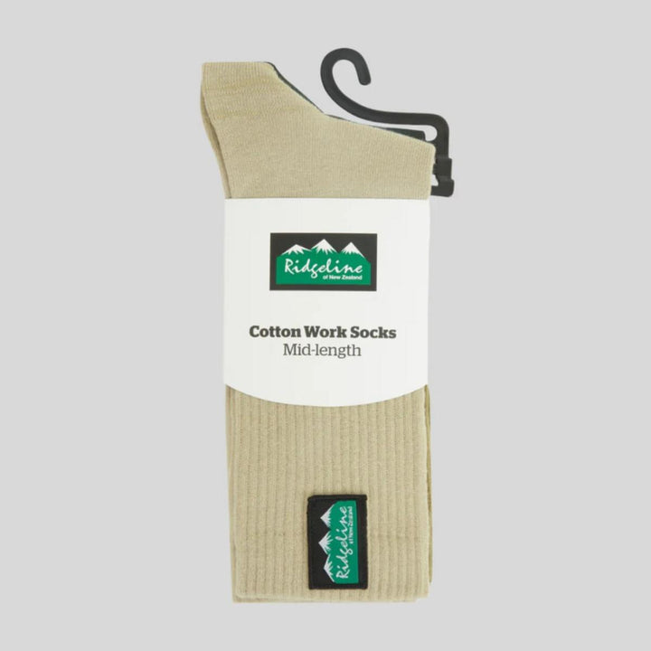 Ridgeline Unisex Cotton Light Work Socks Mid Length 3 pair
