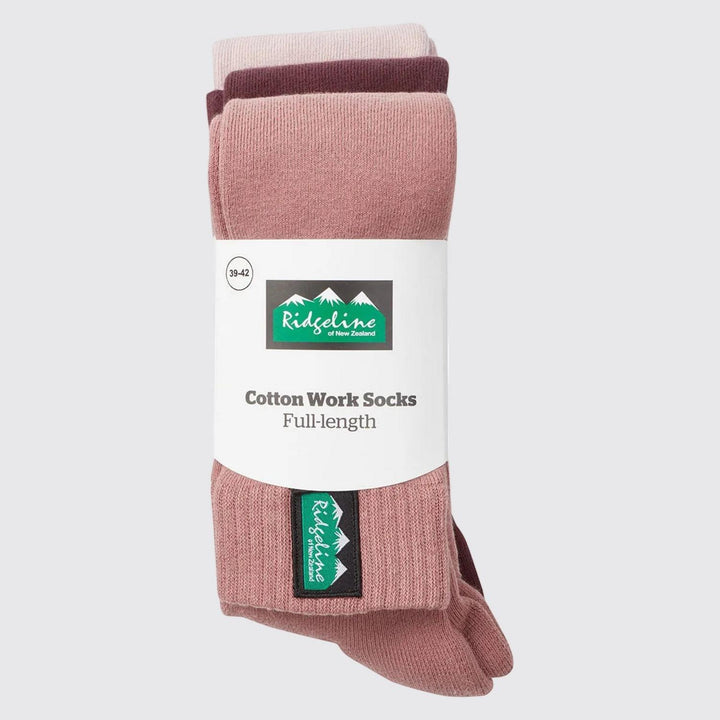 Ridgeline Cotton Work Socks Full Length - Olive Multi