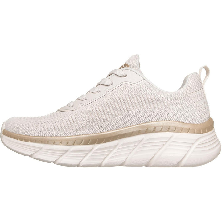 Bobs B Flex Hi Flying Trainers White/Gold Engineered Knit