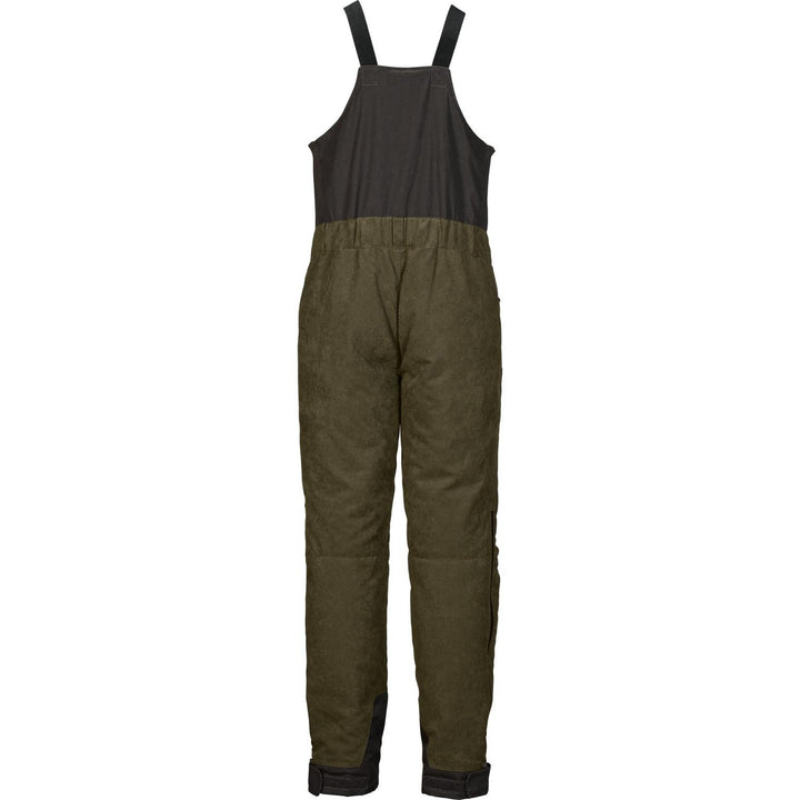 Seeland Taiga trousers, back view showing the black bib panel and shoulder straps