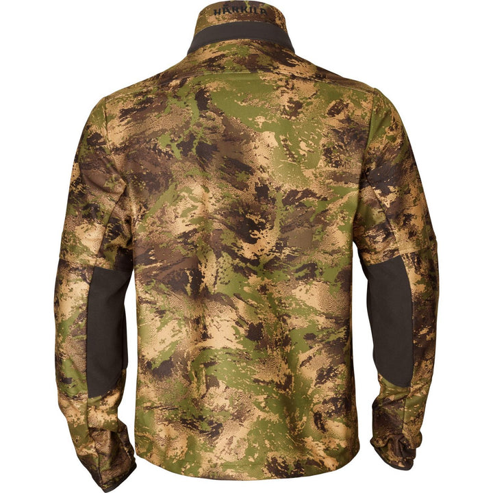 Härkila Deer Stalker camo WSP fleece jacket, rear view showing the AXIS MSP Forest camouflage back and dark brown elbow patches