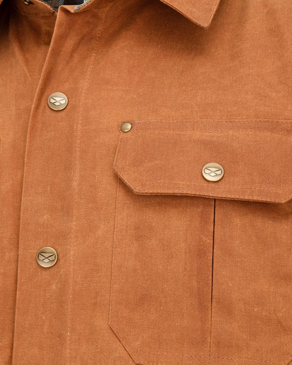 Hoggs of Fife Huntly Waxed Canvas Utility Overshirt Caramel – view 3