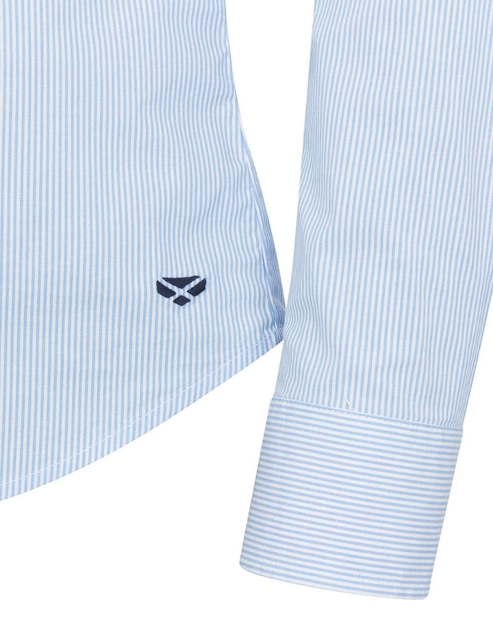 Hoggs of Fife Ingilston Ladies Stretch Stripe Shirt - Blue/White