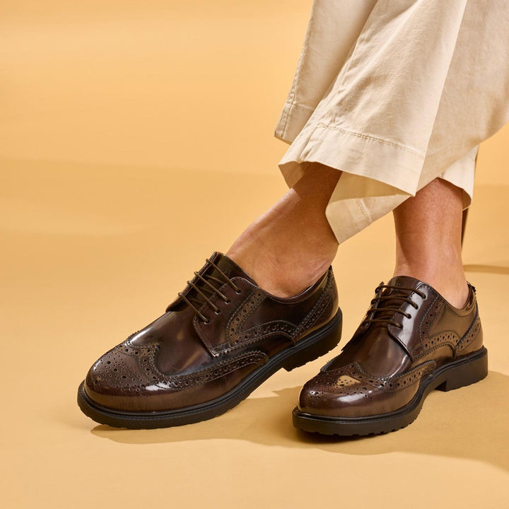 Verity Hi-Shine Brogue Chocolate