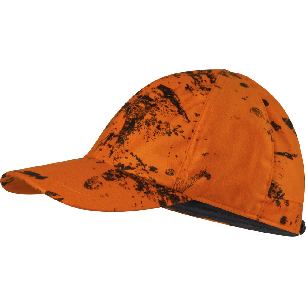 Seeland Avail Camo cap InVis orange blaze – view 2: side profile showing the curved peak and camouflage pattern in more detail.